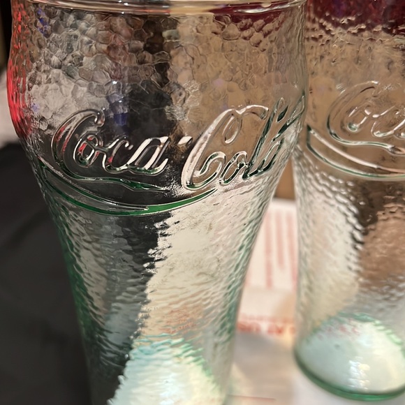 Vintage Coca-Cola Green Pebble-Glass 4 16oz Glasses - Picture 3 of 4